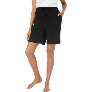 Dreams & Co. Plus Size Print Pajama Shorts(Black)