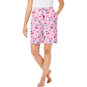 Dreams & Co. Plus Size Print Pajama Shorts(Pink Cherry)