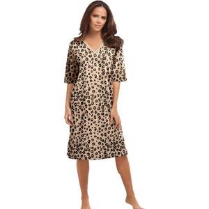 Dreams & Co. Plus Size Print Sleepshirt(Classic Leopard)