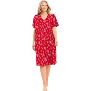 Dreams & Co. Plus Size Print Sleepshirt(Classic Red Winter Snow)