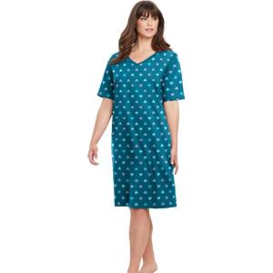 Dreams & Co. Plus Size Print Sleepshirt(Deep Teal Hearts)