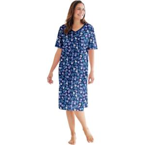 Dreams & Co. Plus Size Print Sleepshirt(Evening Blue Flowers)