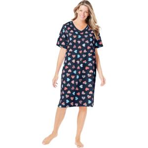 Dreams & Co. Plus Size Print Sleepshirt(Navy Americana Heart)