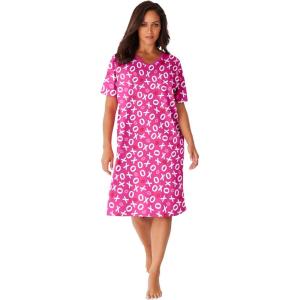 Dreams & Co. Plus Size Print Sleepshirt(Peony Xoxo)