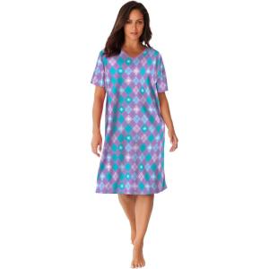 Dreams & Co. Plus Size Print Sleepshirt(Radiant Violet Argyle)