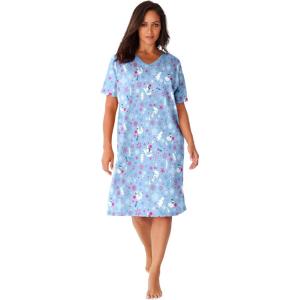 Dreams & Co. Plus Size Print Sleepshirt(Sky Blue Winter Cat)