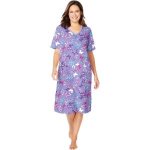 Dreams & Co. Plus Size Print Sleepshirt(Soft Iris Butterflies)
