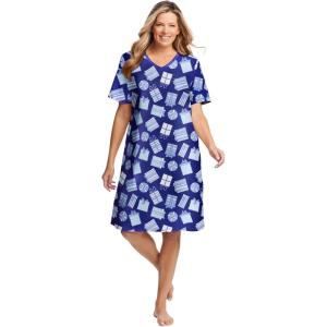 Dreams & Co. Plus Size Print Sleepshirt(Ultra Blue Presents)