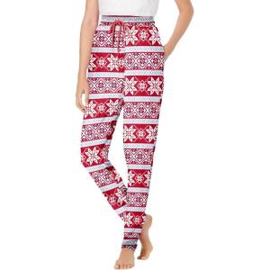 Dreams & Co. Plus Size Relaxed Pajama Pant(Classic Red Fair Isle)