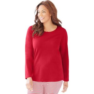Dreams & Co. Plus Size Satin Trim Sleep Tee(Classic Red)