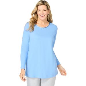 Dreams & Co. Plus Size Satin Trim Sleep Tee(French Blue)