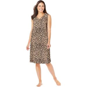 Dreams & Co. Plus Size Short Sleeveless Sleepshirt(Classic Leopard)