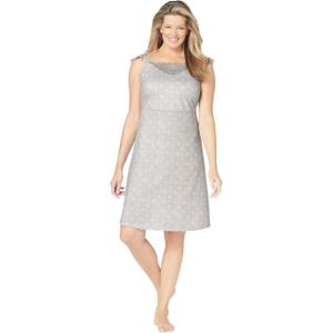 Dreams & Co. Plus Size Short Supportive Gown(Heather Grey Dot)