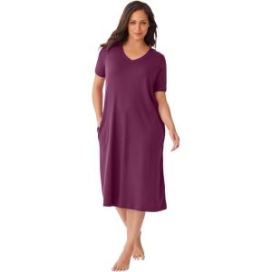 Dreams & Co. Plus Size Short T-Shirt Lounger(Deep Claret)