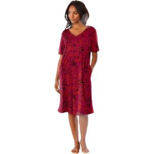 Dreams & Co. Plus Size Short T-Shirt Lounger(Red Floral)