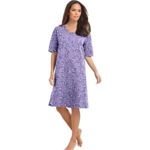 Dreams & Co. Plus Size Short-Sleeve Sleepshirt(Soft Iris Hearts)