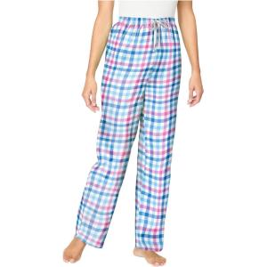Dreams & Co. Plus Size Woven Sleep Pant(Pink Blue Check)