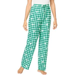 Dreams & Co. Plus Size Woven Sleep Pant(Tropical Emerald Daisy)