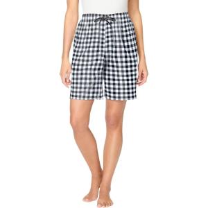 Dreams & Co. Plus Size Woven Sleep Short(Black White Check)
