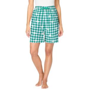 Dreams & Co. Plus Size Woven Sleep Short(Tropical Emerald Daisy)