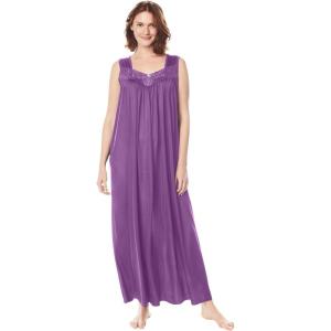 Only Necessities Plus Size Long Tricot Knit Nightgown(Fresh Berry)