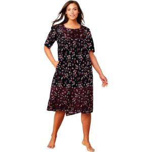 Only Necessities Plus Size Mixed Print Short Lounger(Black Floral)