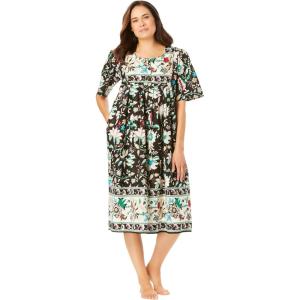 Only Necessities Plus Size Mixed Print Short Lounger(Black Vine)