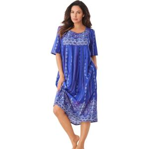 Only Necessities Plus Size Mixed Print Short Lounger(Blue Sapphire Gem)
