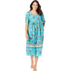 Only Necessities Plus Size Mixed Print Short Lounger(Caribbean Blue Paisley)