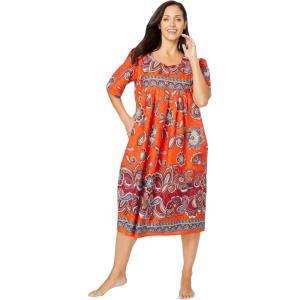 Only Necessities Plus Size Mixed Print Short Lounger(Electric Orange Bloom)