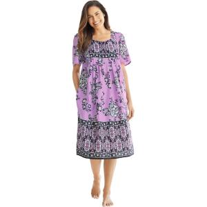 Only Necessities Plus Size Mixed Print Short Lounger(Light Orchid Floral)