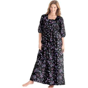 Only Necessities Plus Size Print Lounger(Black Floral)