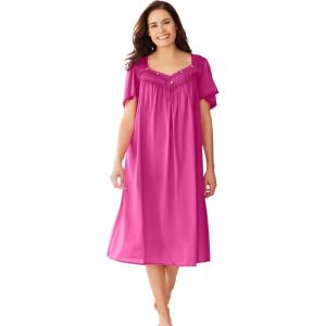 Only Necessities Plus Size Silky 2-Piece PJ Set(Paradise Pink)