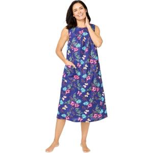 Only Necessities Plus Size Sleeveless Print Lounger(Dark Navy Butterfly)