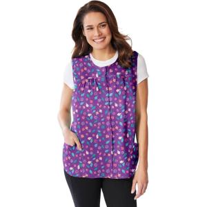 Only Necessities Plus Size Snap-Front Apron(Fresh Violet Foliage)