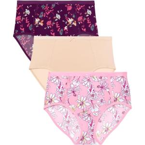 Plus Size Full Coverage Microfiber Panty 3-Pack(Assorted Floral Pack)