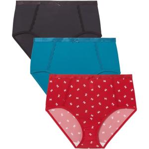 Plus Size Full Coverage Microfiber Panty 3-Pack(Classic Red Bow Pack)
