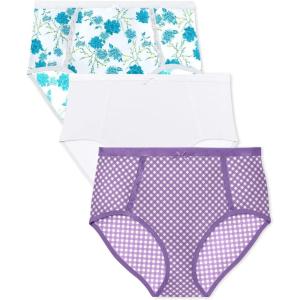 Plus Size Full Coverage Microfiber Panty 3-Pack(Floral Gingham Pack)