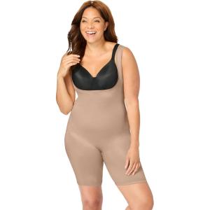 Secret Solutions Women’s Plus Size Power Shaper Firm Control Wear-Your-Own-Bra Body Shaper(Nude)