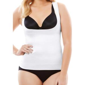 Secret Solutions Women’s Plus Size Power Shaper Firm Control Wear-Your-Own-Bra Shaper Tank(White)