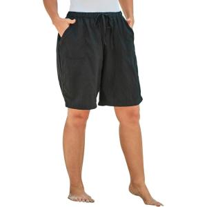 Swim 365 Women’s Plus Size Taslon Cover Up Board Shorts with Built-in Brief(Black)
