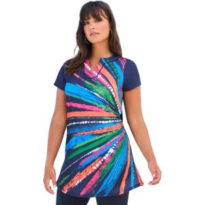 Swimsuits For All Women’s Chlorine Resistant Swim Tunic (Plus(Rainbow Starburst)