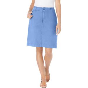 Woman Within Plus Size Adjustable Waist Chino Skort(French Blue)
