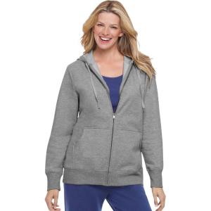 Woman Within Plus Size Better Fleece Zip-Front Hoodie Long Oversized Sweatshirt(Medium Heather Grey)