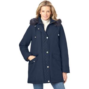 Woman Within Plus Size Faux Fur Down Parka Coat(Navy)