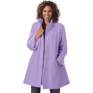 Woman Within Plus Size Fleece Swing Funnel-Neck Coat(Soft Iris)
