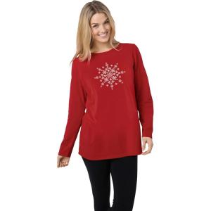 Woman Within Plus Size Holiday Graphic Tee(Classic Red Winter Snowflake)