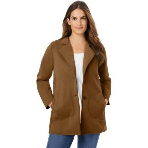Woman Within Plus Size Knit Blazer Oversized Work & Casual(Toffee)
