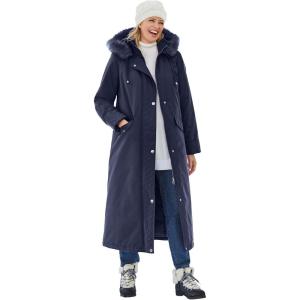 Woman Within Plus Size Long Hooded Dtm Faux Down Parka Coat(Navy)