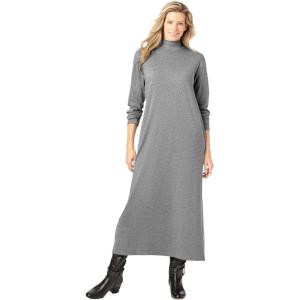 Woman Within Plus Size Mockneck Dress(Medium Heather Grey)